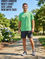 Under Armour Tech Tee Men’s L Green Crew Neck Lightweight Loose Raglan Logo Tee
