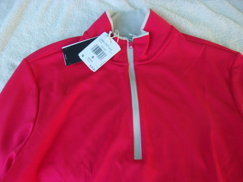 NWT Adidas long sleeve top zippered pullover, men's S, M, L, red - orange, $70 gallery
