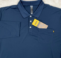 MIER Men’s XXL Polo Shirt Long Sleeve Performance Golf Utility UPF50 Blue NWT