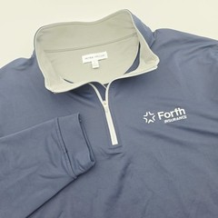 Peter Millar Pullover Men’s Large Perth Performance 1/4 Zip Golf Solid Navy Logo