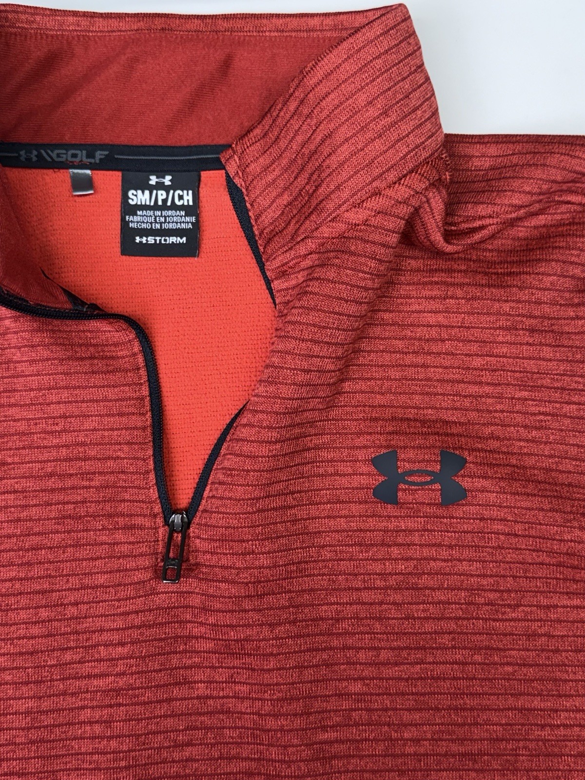 Under Armour Golf Storm 1/4 Zip Long Sleeve Red/Orange Pullover Men’s Size Small gallery