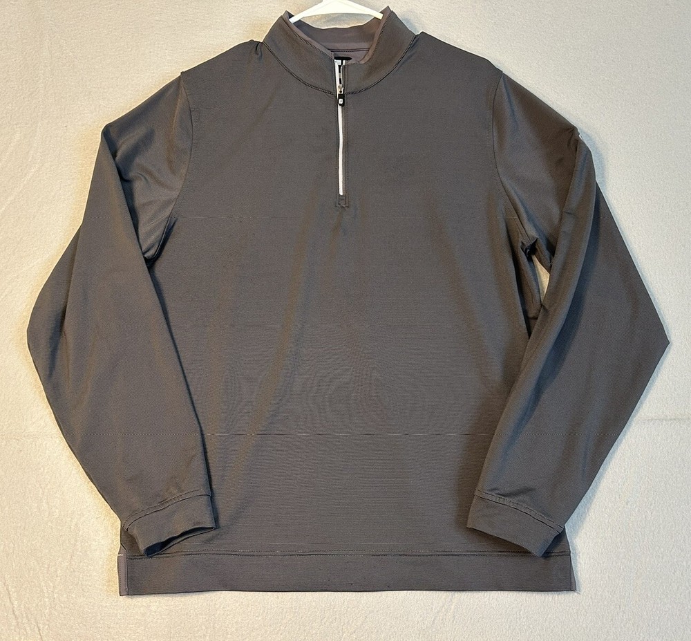 FJ FootJoy Performance Woven Stretch 1/2 Zip Gray Pullover Mens M Has Sleeve LOg