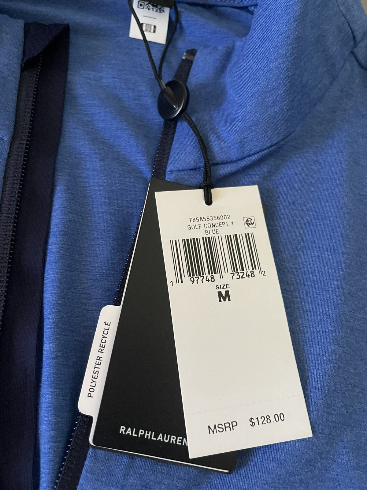 NWT $128 RLX Ralph Lauren 1/4 Zip Long Sleeve Pullover Blue Golf Men’s Size M gallery