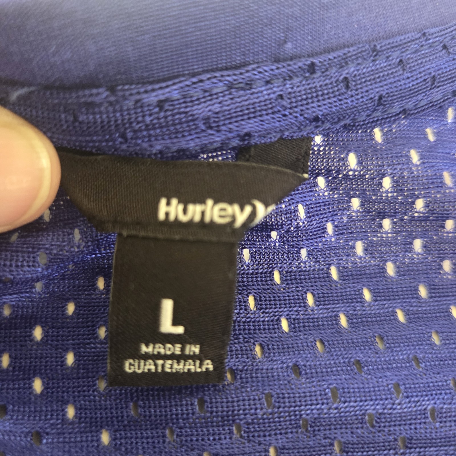 Hurley Men's Blue Mesh Breathable Crew Neck Logo Gym T-Shirt Size L A-0016 gallery