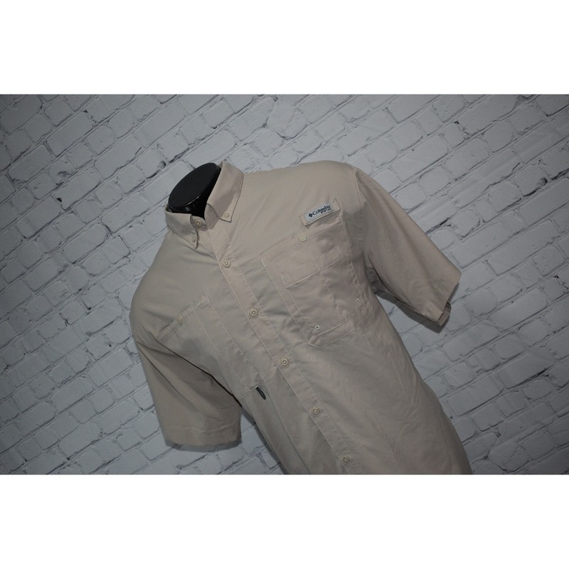 Columbia Mens Size XL PFG Performance Fishing Gear Shirt Vented Tan Polyester gallery