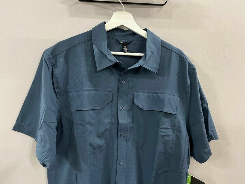 Allforth Mens Performance Outdoor Short Sleeve Shirt, Indigo Size Large gallery