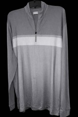 PGA TOUR Water Repellent 1/4 Zip Mock Neck Golf Polo Gray Long Sleeve L