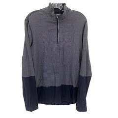 LULULEMON Men’s Speed 1/2-Zip Shirt in Smallish Stripe Black Iris Blue/Silver
