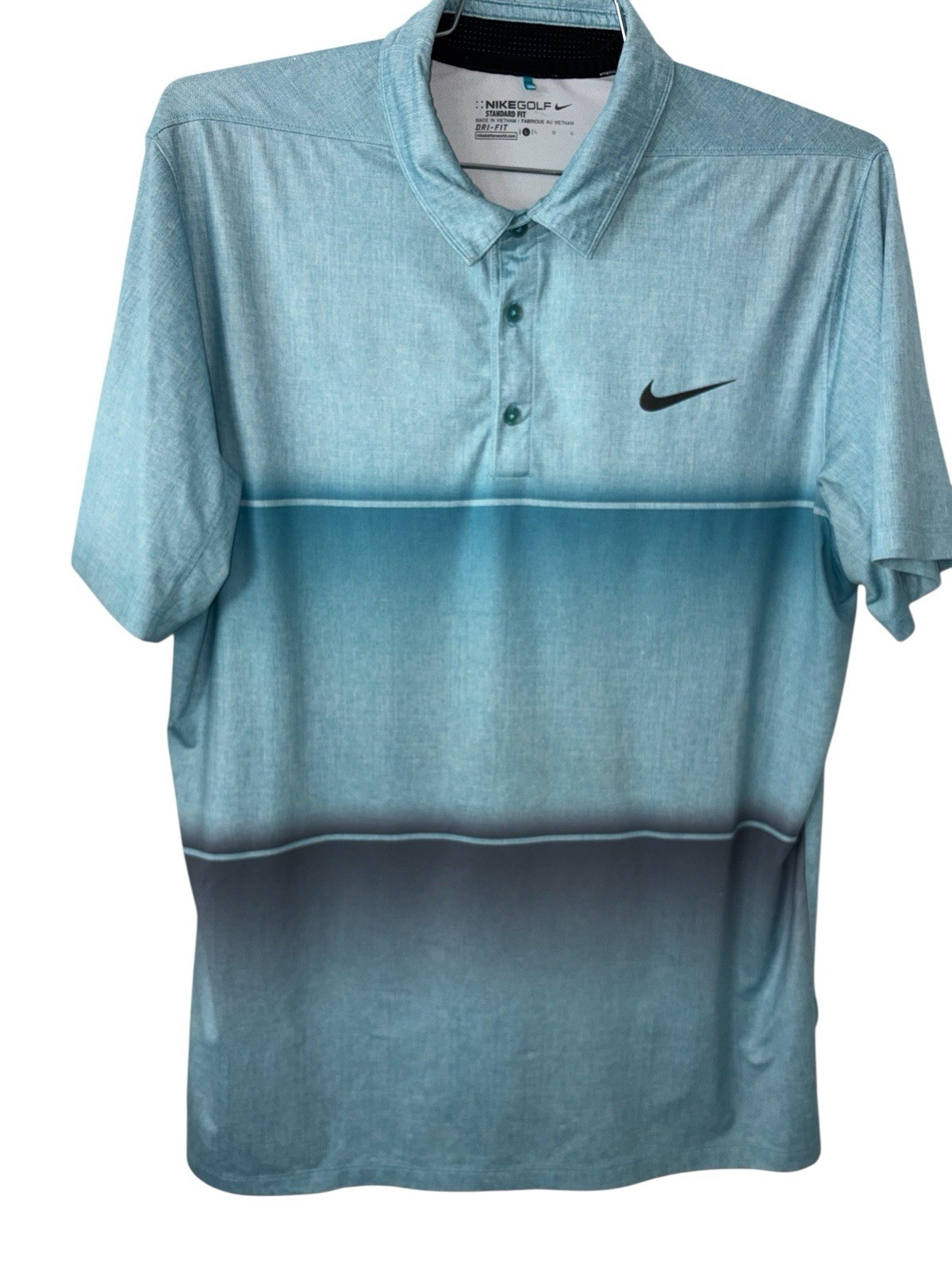 Nike Dri-Fit Mobility Stripe Blue Golf Polo Standard Fit Men’s Large Performance gallery