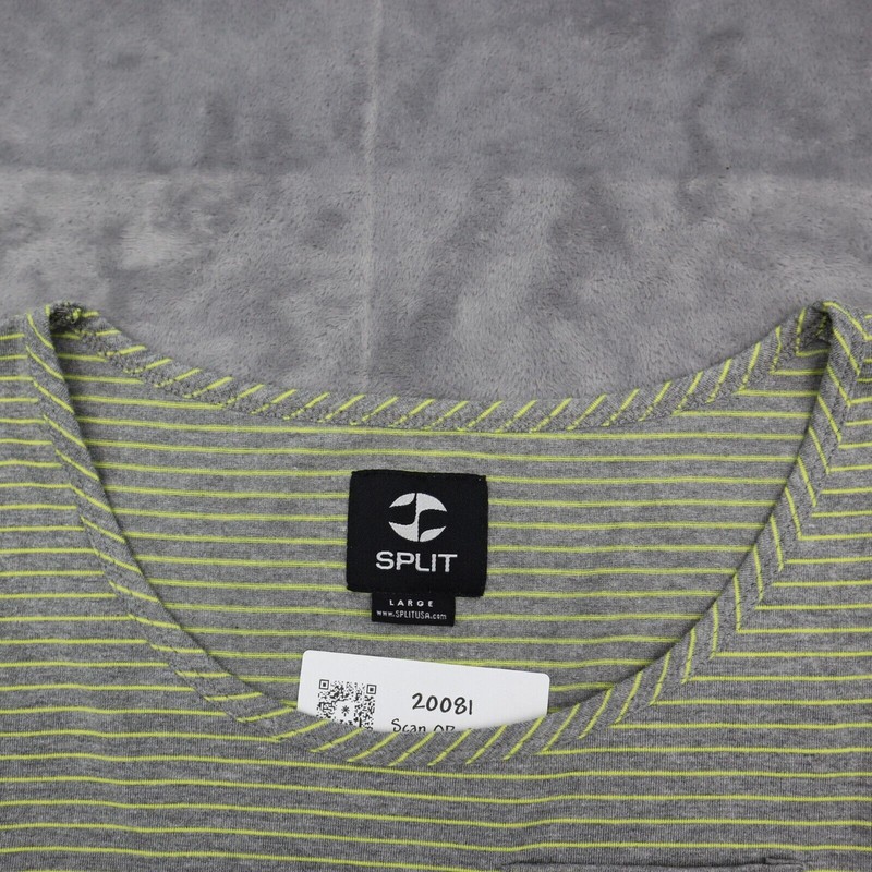 Split Shirt Mens L Green Sleeveless Round Neck Pinstripe Pocket Knit Tank Top gallery