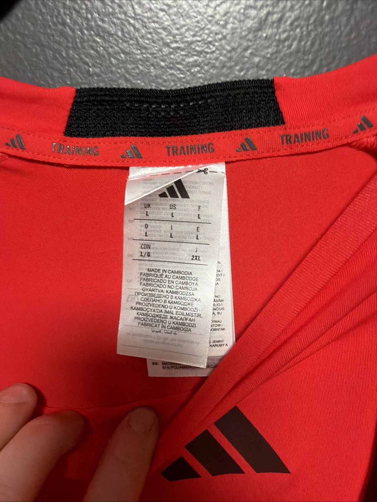 Adidas Shirt Mens Large Red D4T INT. TEE Training Performance Climacool+ JY6341 gallery