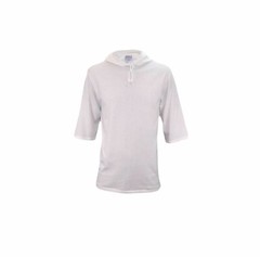 Mens Vintage Hooded T Shirt Premier Sportswear Mid Sleeve Solid White Cotton USA