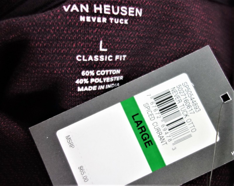 Large Van Heusen Never Tuck Royal Red Spiced Currant Otto Pull Over 1/4 Zip gallery