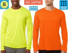 Mens NEON Long Sleeve Fishing T-Shirt UPF 50 Boat UV Moisture Wicking Tee XS-4X