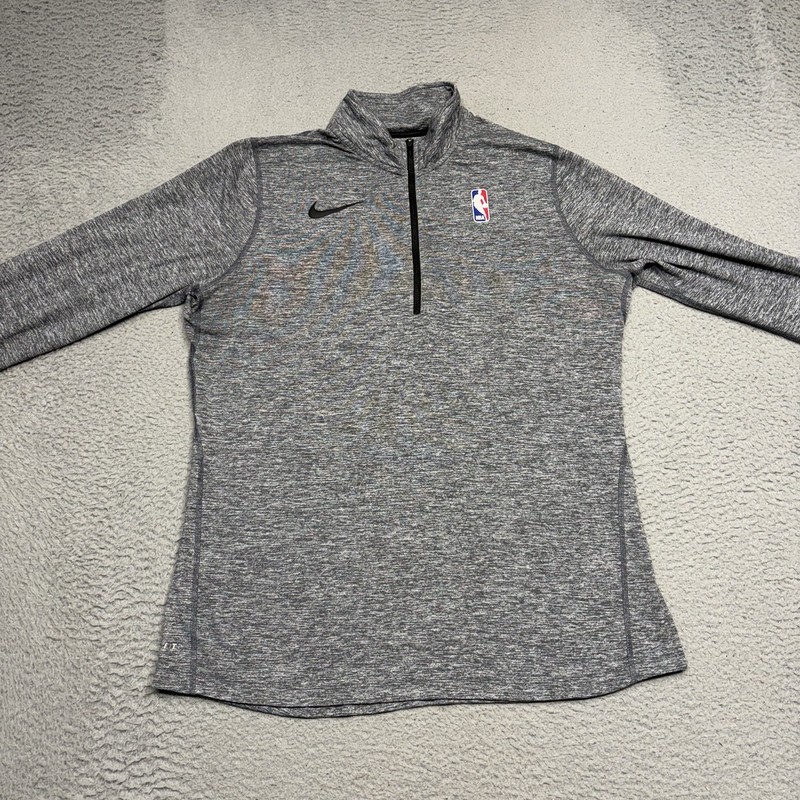 Nike NBA 1/4 Zip Pullover Men Large Grey Black Shirt Sweater Basketball Dri Fit gallery