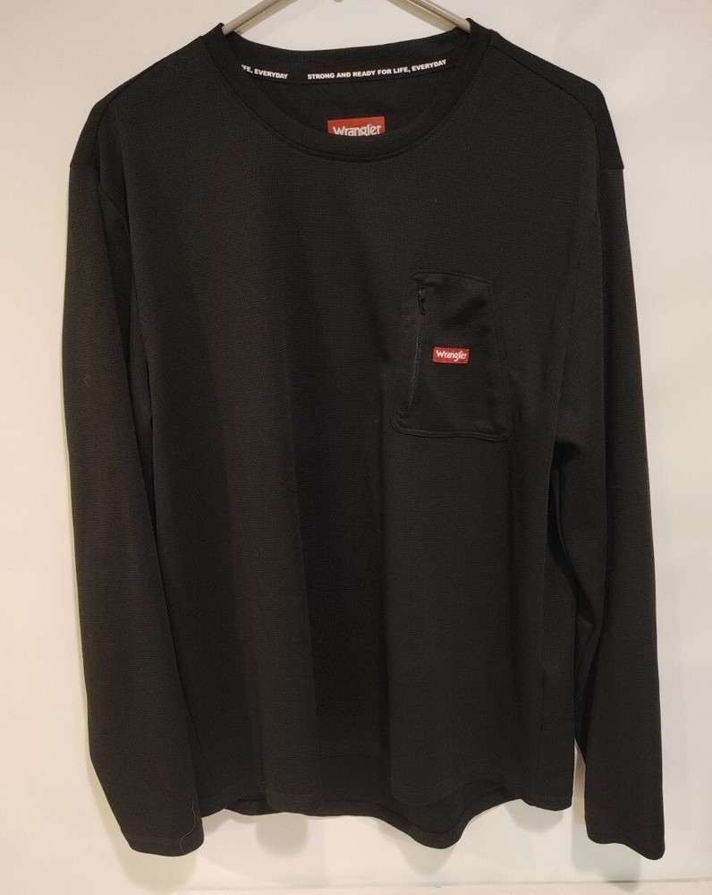 Wrangler Performance Workwear Base Layer Crew Neck Long Sleeve Shirt Mens Large