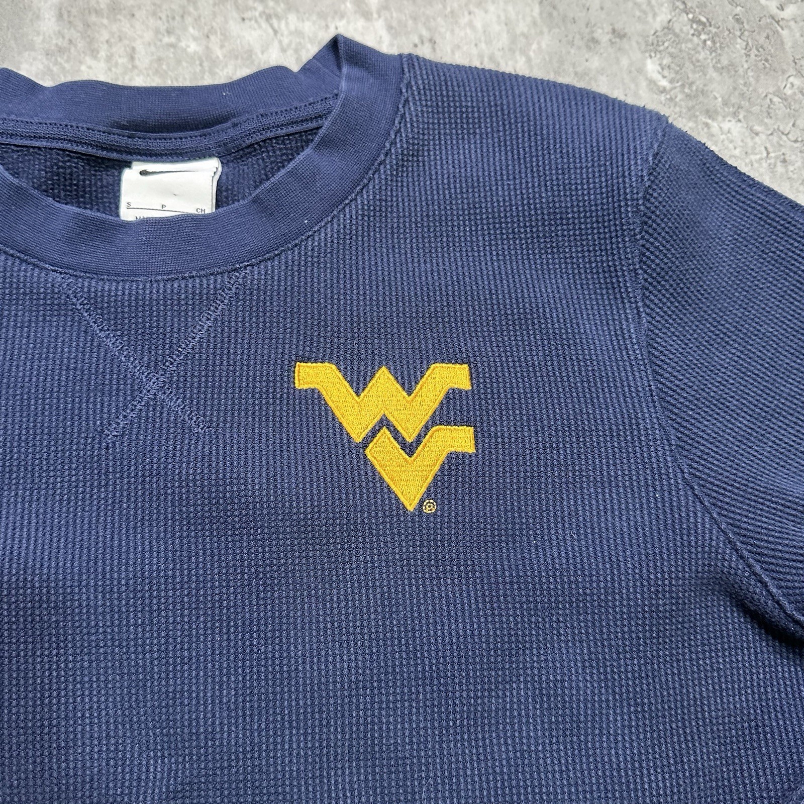 2000s Nike West Virginia Active Long Sleeve Sweatshirt Blue and Yellow Adult S gallery