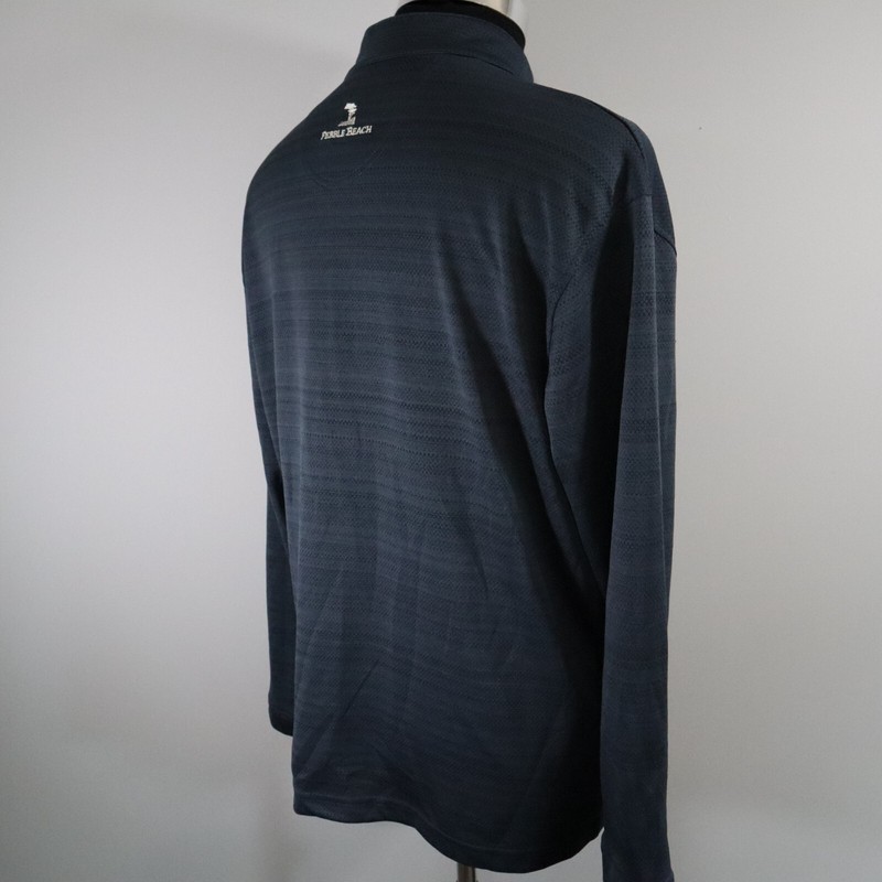 Pebble Beach Pullover Mens Medium Dry-Luxe Performance Golf Blue Long Sleeve gallery