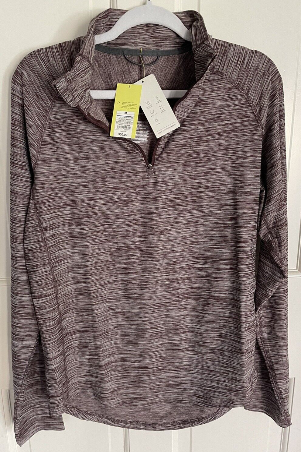 All In Motion Mens 1/4 Zip Pullover, Space Dyed Burgundy Berry, Size Medium gallery