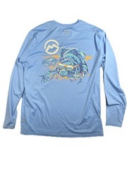 Magellan Outdoors Shirt Medium Blue Fishing Gear Long Sleeve Performance Dog