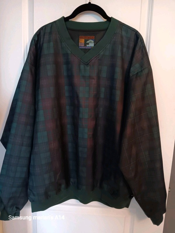 Mens Outdoor Pullover, Moisture Wicking, 2xl, Green Checkered, New Fully Lined gallery