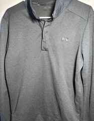 UNDER ARMOUR MENS STORM SWEATER FLEECE HEATHER SNAP MOCK SHIRT BLACK