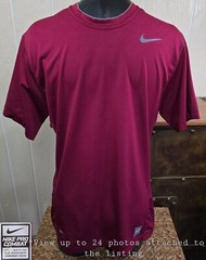 NikePro Combat Fitted Short Sleeve Maroon Activewear Top Shirt Sz M
