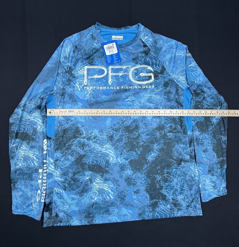 Columbia PFG Super Terminal Tackle Vent Long Sleeve Shirt Blue Camo XL NWT gallery