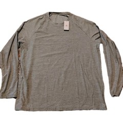 BALEAF Mens XXL Long Sleeve Running Shirt Athletic Workout Quick Dry Silver Gray