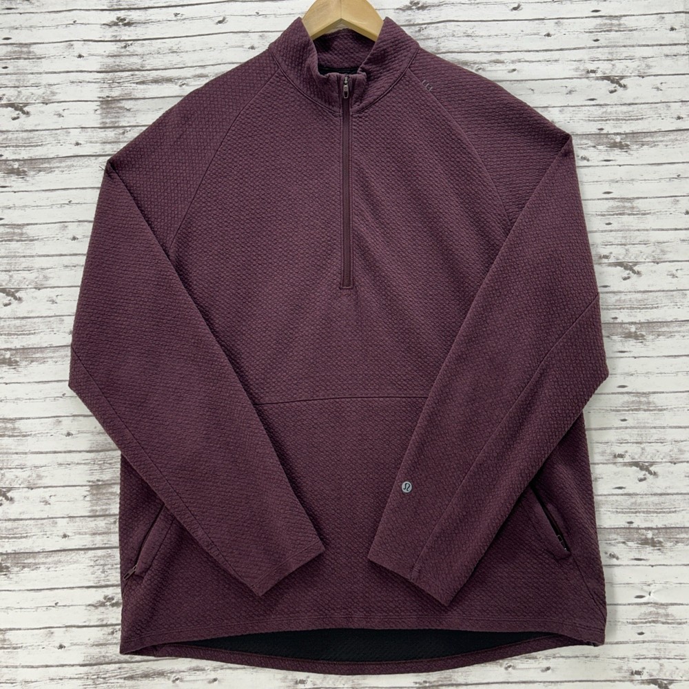 Lululemon At Ease 1/2 Zip Pullover Textured Double Knit Burgundy Men's XL