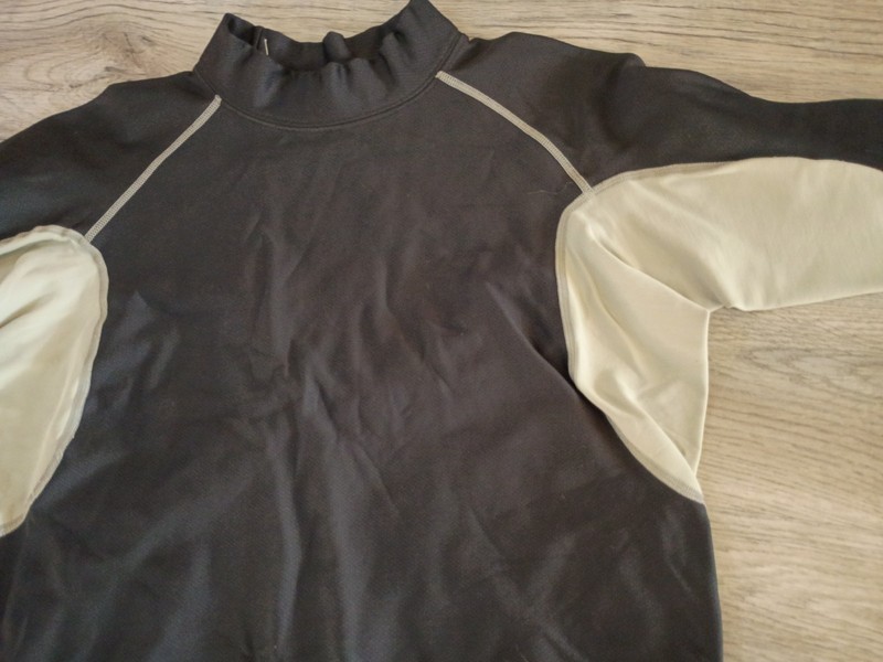 Under Armour ColdGear Men's Black Beige Mock Neck Long Sleeve Athletic Shirt L gallery