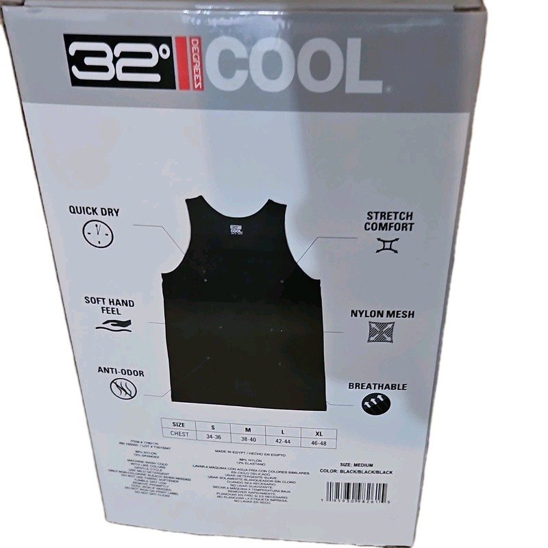 32 Degrees Cool Mesh Tank 3-Pack Black M Breathable Quick Dry Anti-Odor gallery