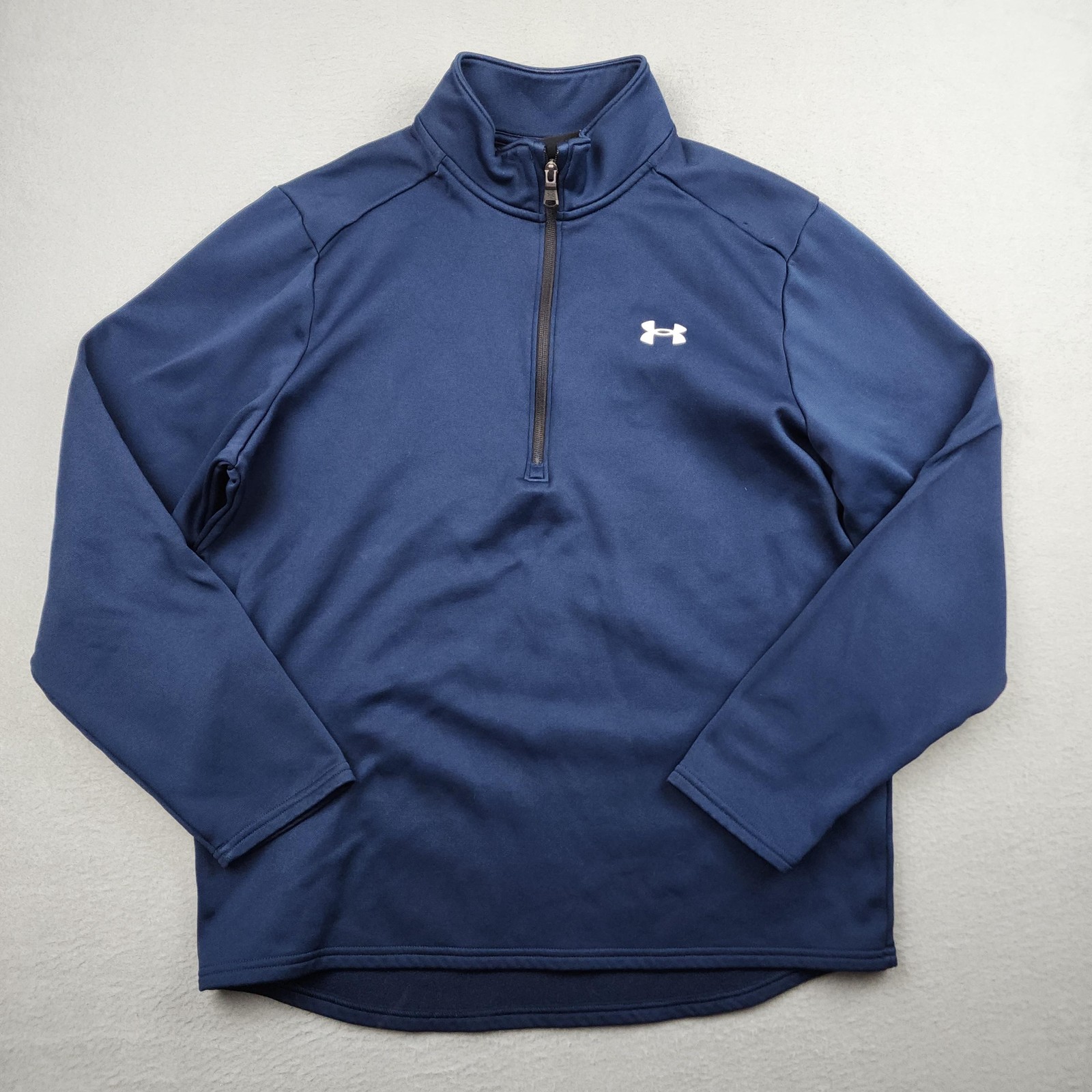 Under Armour Pullover Mens Large Blue Fleece Quarter Zip 1/4 Training Top Run gallery