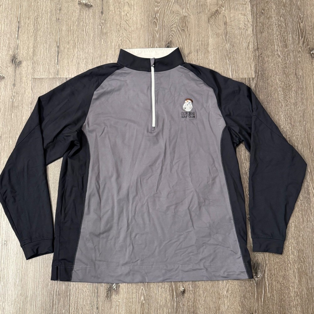 FootJoy Quarter Zip Pullover Mens XL Grey Black Olde Beau Golf Club Logo