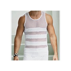 Andres Velasco Tank Mens Medium Zen Mesh Fitted Rave Club Punk Beach Casual Knit