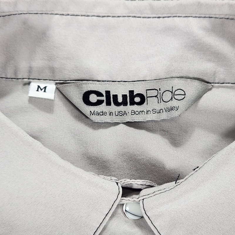 Club Ride Shirt Mens Medium Gray Short Sleeve Cycling Snap Front Performance gallery