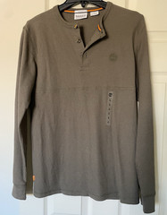 Timberland Men’s Thermal Waffle Knit Henley Long Sleeve Cotton Green S