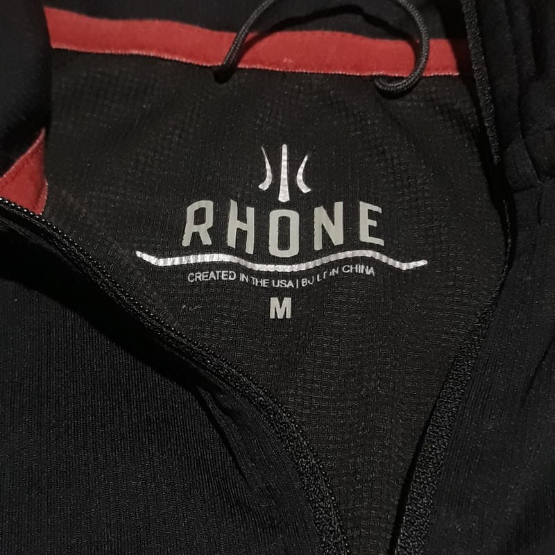 Rhone 1/4 Zip Men's M Performance Jogging Pocket Sweater Black Stretch Pullover gallery