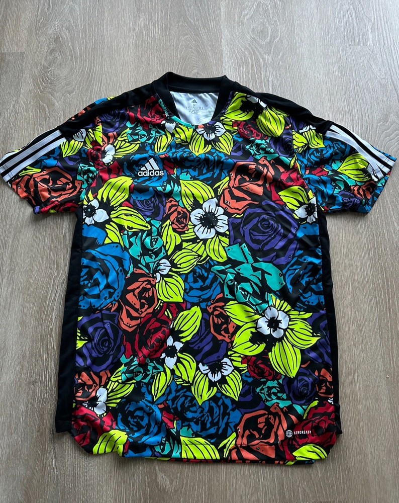 Adidas HC3929 Aeroready Tiro All Over Flower Print Multicolor Soccer Jersey M