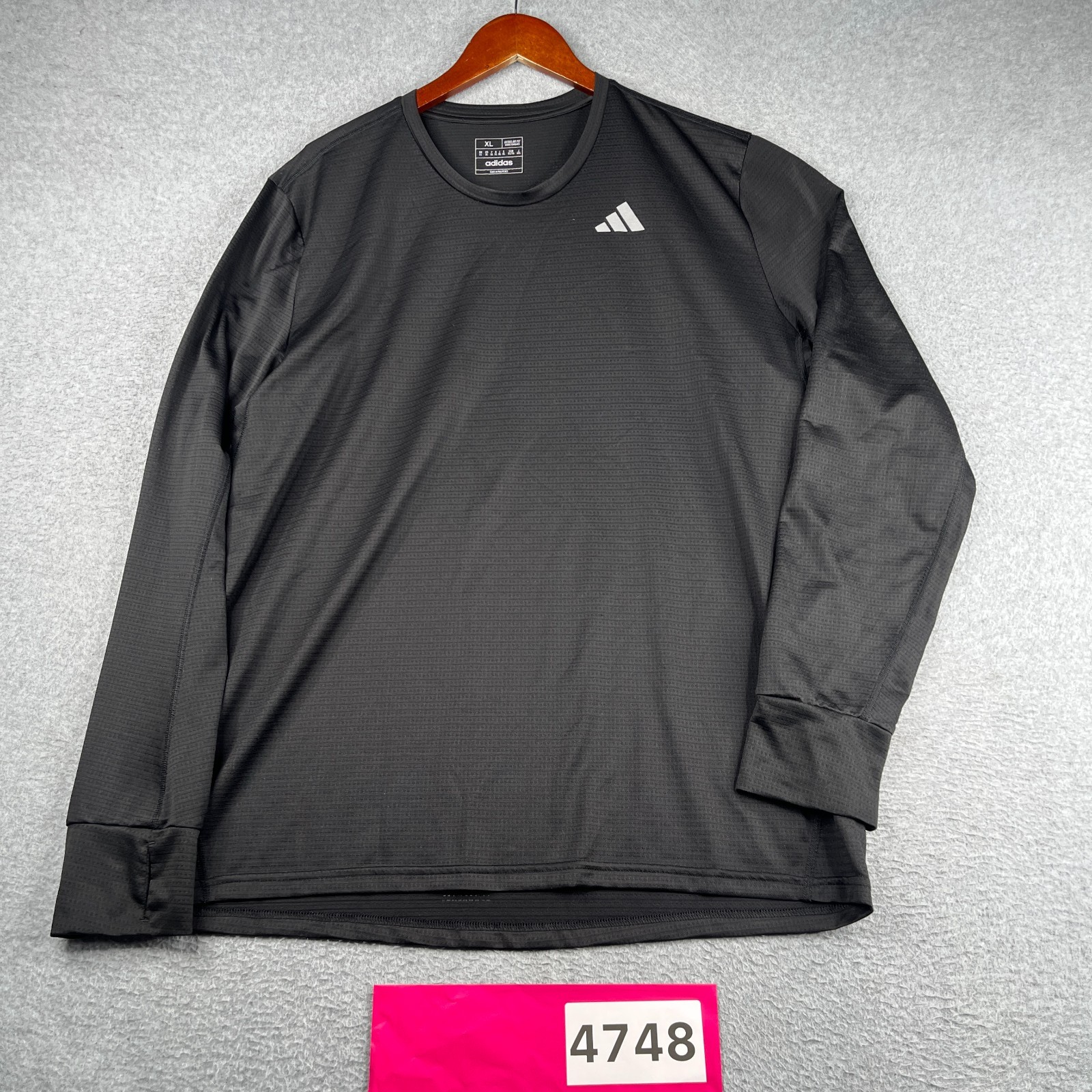 Adidas Regular Fit Long Sleeve Performance Shirt Black Gym Thumb Holes XL gallery
