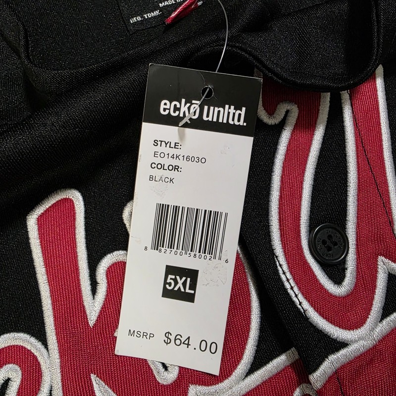 Ecko Unltd Baseball Jersey Adult Size 5XL Black Red Casual Short Sleeve Mens NWT gallery