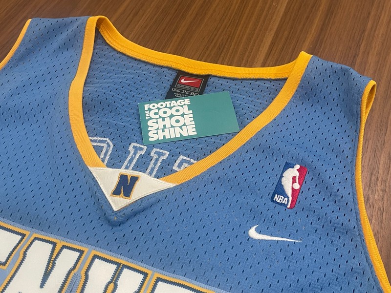 2004 NIKE CARMELO ANTHONY DENVER NUGGETS ROAD JERSEY SKY BLUE WHITE YELLOW XXL+2 gallery