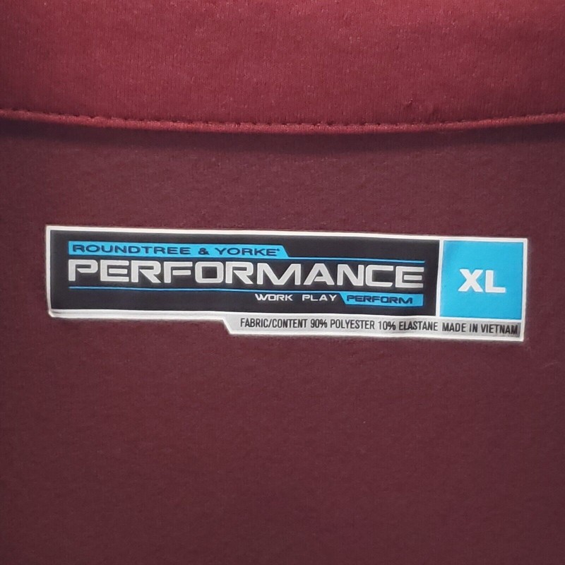 Roundtree & Yorke Performance Shirt XL Red 1/4 Zip Pullover Stretch gallery