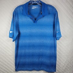 Nike Golf Tour Performance Polo Dri Fit Mens Medium Blue Striped Short Sleeve