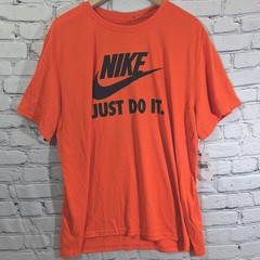 Nike Dri-Fit Just Do It T-Shirt Mens Size 2XL Brilliant Orange Black Letter New