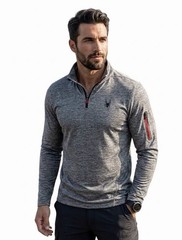 Spyder Active Men’s S Gray 1/4 Zip Mock Neck Long Sleeve Polyester Pullover