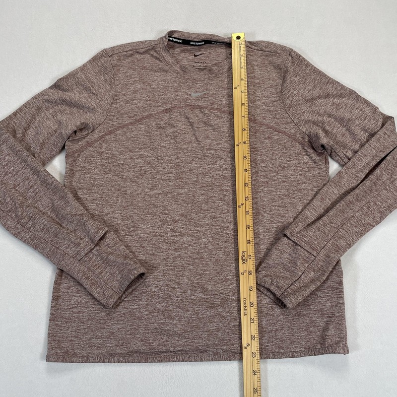 Nike Running Shirt Mens Small Brown Dri-FIT Long Sleeve Thumbholes FB4297-208 gallery