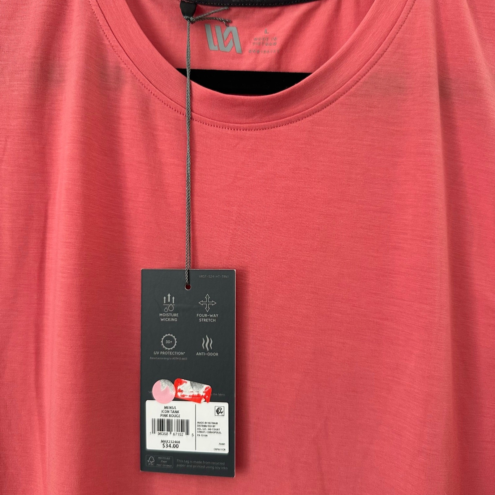 VRST Mens Icon Comfy Tank Pink Rouge Large NWT gallery