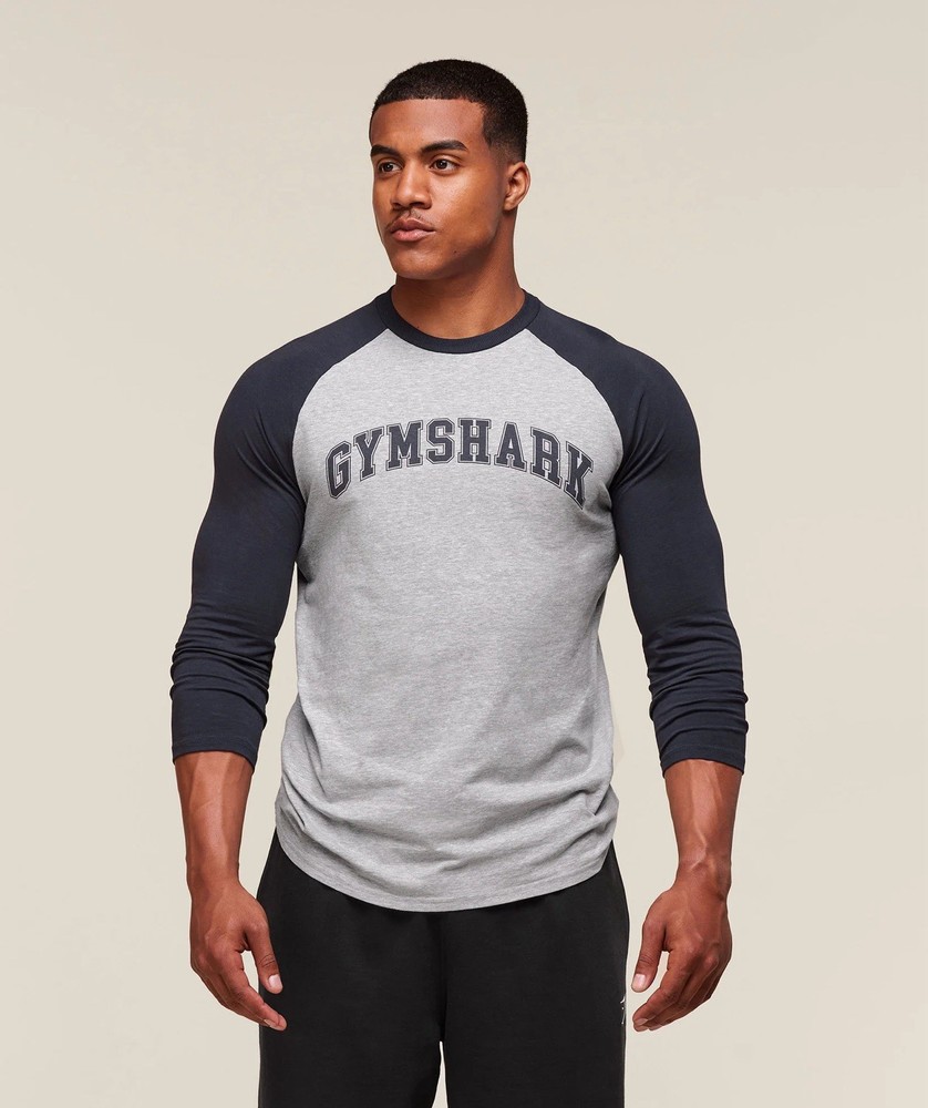 GYMSHARK COLLEGIATE RAGLAN3/4 SLEEVE T-SHIRT SIZE SMALL