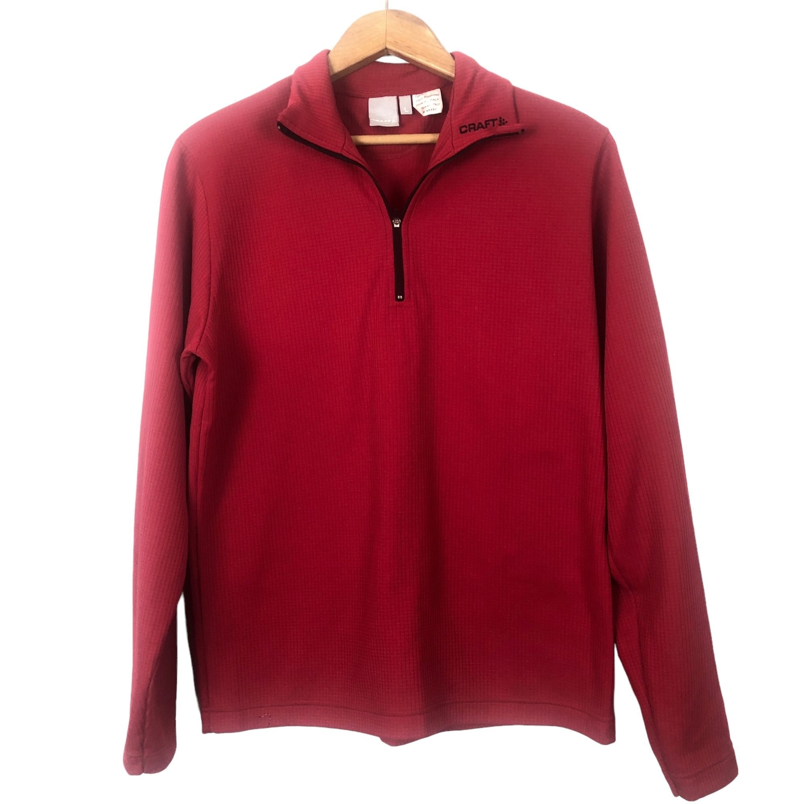 Craft L2 insulation Men's Pullover Top Large Base Shirt Long Sleeve 1/4 Zip Red gallery